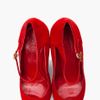 Alexander Mcqueen Velour Curved Wedge Heels in Red - Lyst