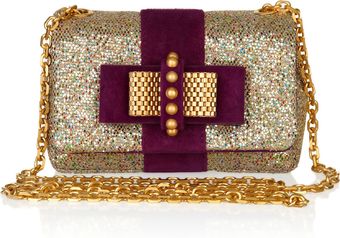 Christian Louboutin Mini Sweet Charity Glitter and Suede Bag - Lyst