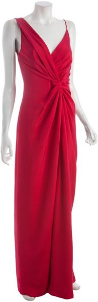 Nicole Miller Berry Stretch Silk Draped Asymmetrical Gown in Purple (berry) - Lyst