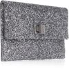 Anya Hindmarch Valorie Glitterfinish Leather Clutch in Silver (pewter) - Lyst