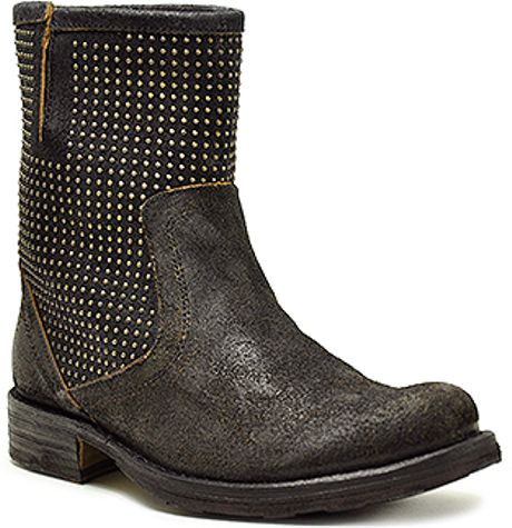 Fiorentini + Baker Elbo - Black Distressed Studded Suede Bootie in Black | Lyst