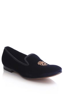 Alexander McQueen Skull Velvet Loafers - Lyst