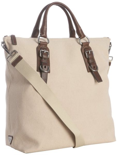 Prada Rope Canvas Oversized Crossbody Tote in Beige for Men (natural)