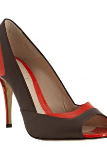 Fendi Lobster Patent and Brown Leather Peep Toe Pumps - Lyst