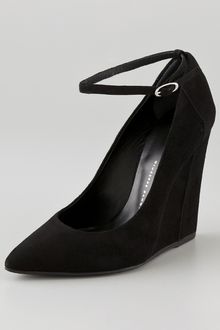 Giuseppe Zanotti Suede Wedge Pumps with Ankle Strap - Lyst