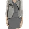 Helmut Lang Asymmetric Leather and Jersey Jacket in Gray - Lyst