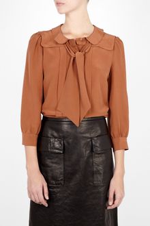 See By Chloé Burnt Orange Crepe De Chine Peter Pan Blouse - Lyst