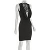 Alexander Mcqueen Black Stretch Vneck Lace Inset Dress in Black - Lyst