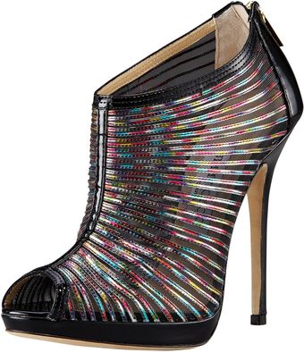 Jimmy Choo Hologram Mesh & Patent Bootie - Lyst