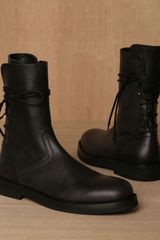 Ann Demeulemeester Mens Vitello Olio Lace Up Boots
