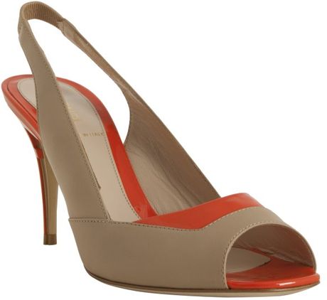 Fendi Lobster Patent and Camel Leather Peep Toe Slingbacks in Orange - Lyst