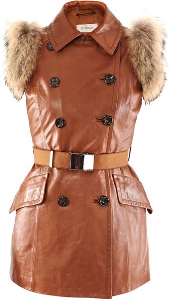 Sportmax Leather and Fur Gilet - Lyst