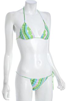 Dolce & Gabbana Green Bead String Print Triangle Halter Bikini - Lyst