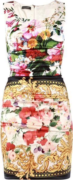 Dolce & Gabbana Silk Scarf Floral Print Dress - Lyst