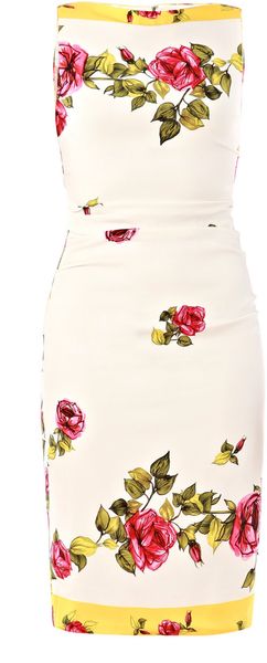 Dolce & Gabbana Pink Rose Print Dress - Lyst