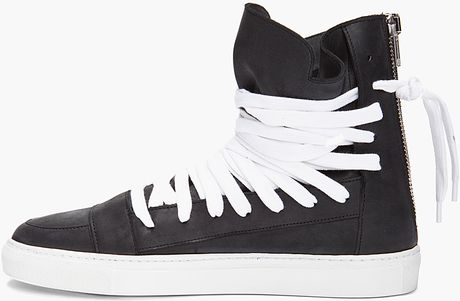 kris-van-assche-black-laced-zip-sneakers