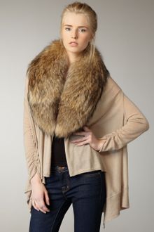 Alice + Olivia Izzy Fur-collar Cardigan - Lyst