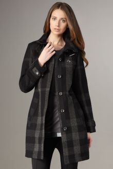 Burberry Brit Funnel-neck Check Coat - Lyst
