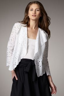 DKNY Three-quarter Sleeve Eyelet Jacket - Lyst