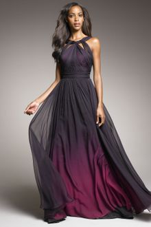 Monique Lhuillier Shirred Ombre Gown - Lyst