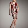 Naeem Khan Floralapplique Satin Dress in Red (burgundy) - Lyst