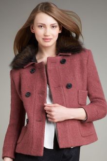 Narciso Rodriguez Double-breasted Jacket with Fur Collar - Lyst