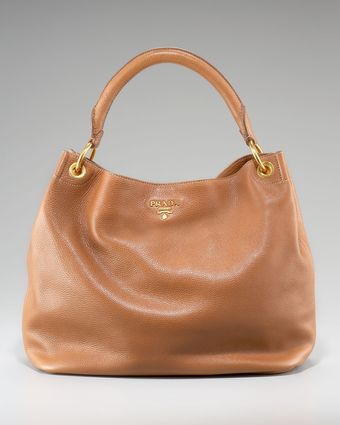 Prada Vitello Daino Pebbled Calfskin Leather Hobo - Lyst