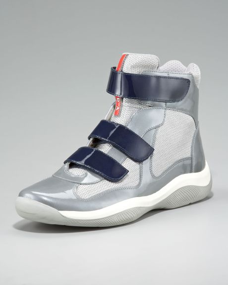 navy blue prada trainers