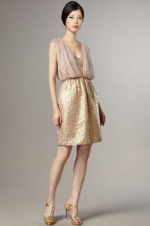 Tibi Metallic Damask Jacquard & Chiffon Dress - Lyst