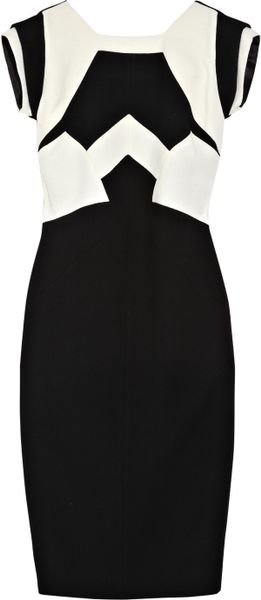 Antonio Berardi Twotone Crepe Pencil Dress in Black - Lyst