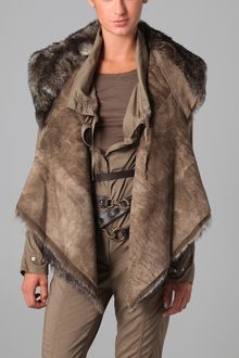 Donna Karan New York Reversible Hooded Shearling Vest - Lyst