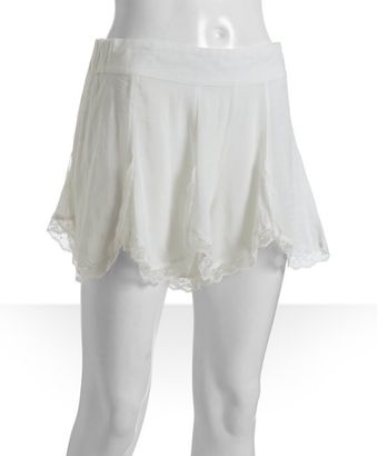 Free People Ivory Layering Petal Lace Trimmed Skort Shorts - Lyst