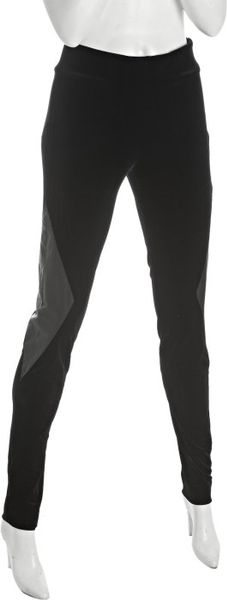 Mark + James By Badgley Mischka Black Velvet Faux Leather Panel Leggings in Black - Lyst