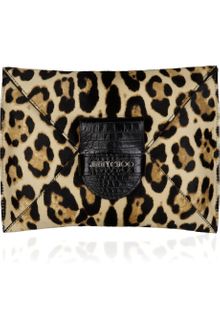 Jimmy Choo Carine Crocodile-effect Leather and Calf-hair Clutch - Lyst