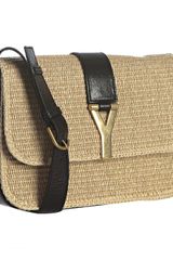 Yves Saint Laurent Natural Raffia and Patent Trim Chyc Shoulder Bag