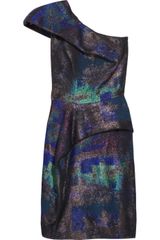 Lela Rose Galaxy Tweed One-shoulder Dress