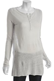 Majestic Pearl Linen Three-quarter Sleeve Henley Tunic - Lyst