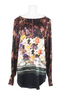 Mary Katrantzou Silk Satin Long Sleeves Top - Lyst