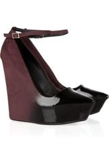 Theyskens' Theory Patent-leather and Suede Ombré Wedges