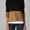 Vince Boat Neck Colorblock Sweater in Black (camel) - Lyst