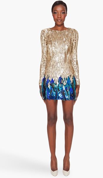 Matthew Williamson Liquid Sequin Dress in Gold - Lyst