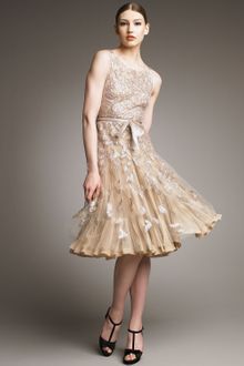 Oscar de la Renta Metallic-embroidered Cocktail Dress - Lyst