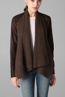 Vince Drape Front Leather Jacket - Lyst