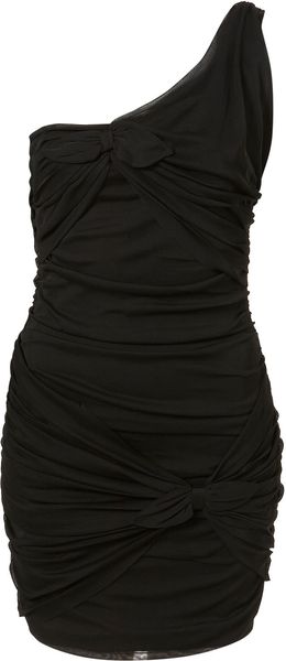 Topshop Black One Shoulder Tie Bow Dress By Dress Up - Lyst
