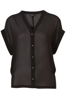 Topshop Side Tuck Chiffon Blouse - Lyst