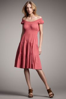 Theory Crunch-ruffle Dress, Coral - Lyst