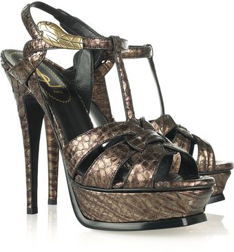 Yves Saint Laurent Tribute Serpent Head Python Sandals - Lyst