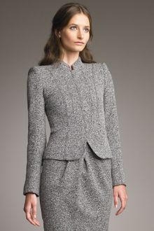 Armani Zip-front Tweed Jacket - Lyst