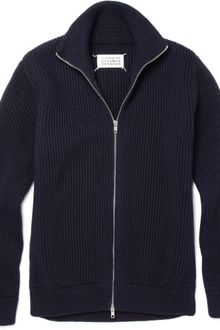 Maison Martin Margiela Trucker Zip Up Wool Cardigan - Lyst