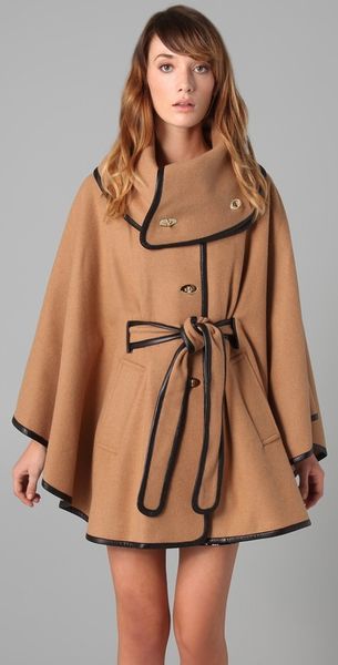 Rachel Zoe Ali Wrap Collar Cape in Brown (tan) - Lyst